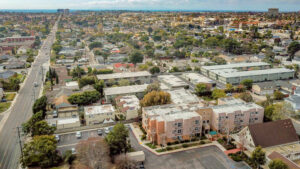 Aerial view of St. Johns Manor and city of Costa Mesa, photo taken on a sunny day